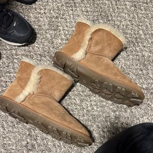 Tan Suede Ankle Boots with Fur Lining